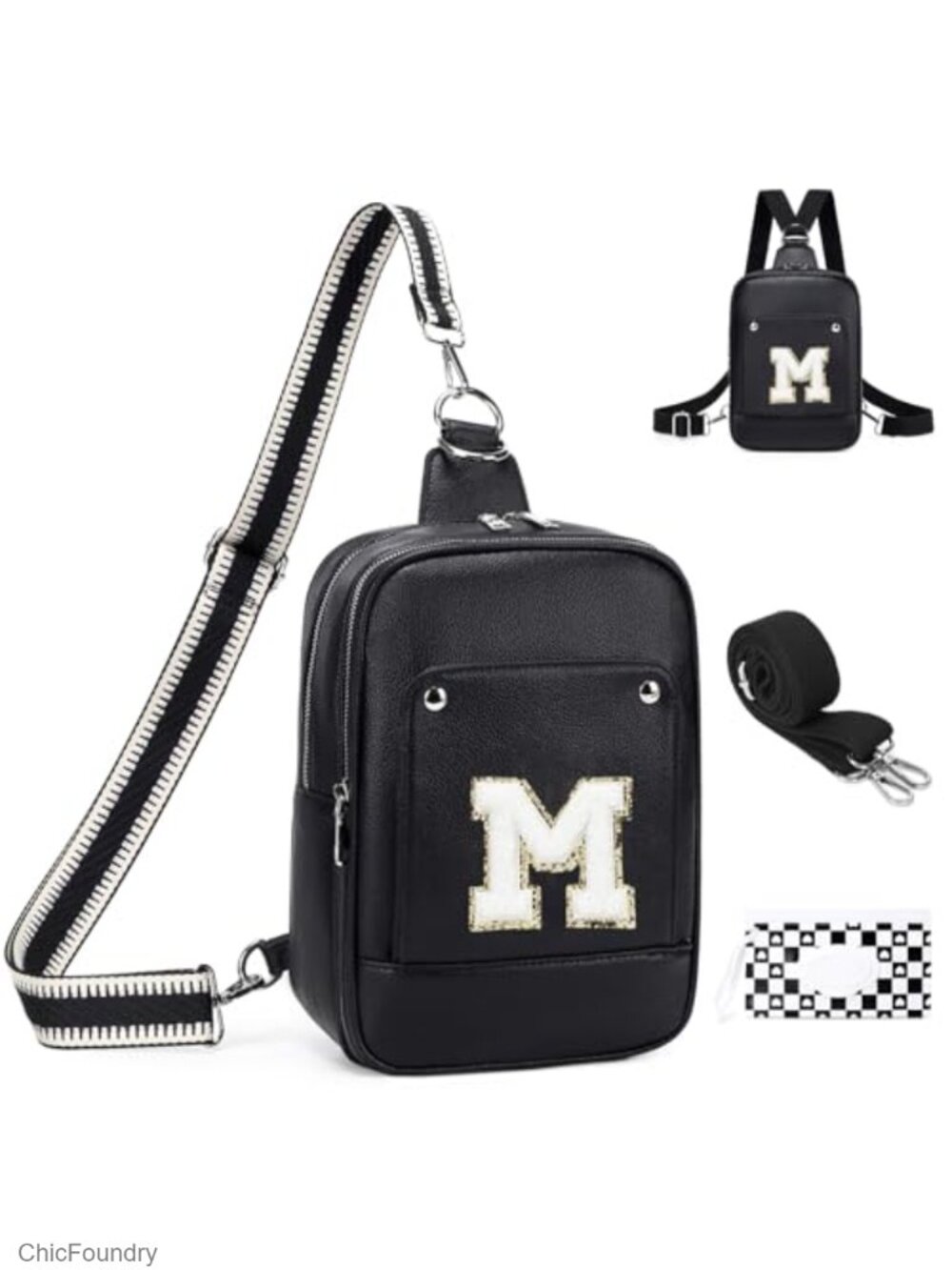 Vegan Leather Convertible Diaper Bag Crossbody with Wipe Dispenser